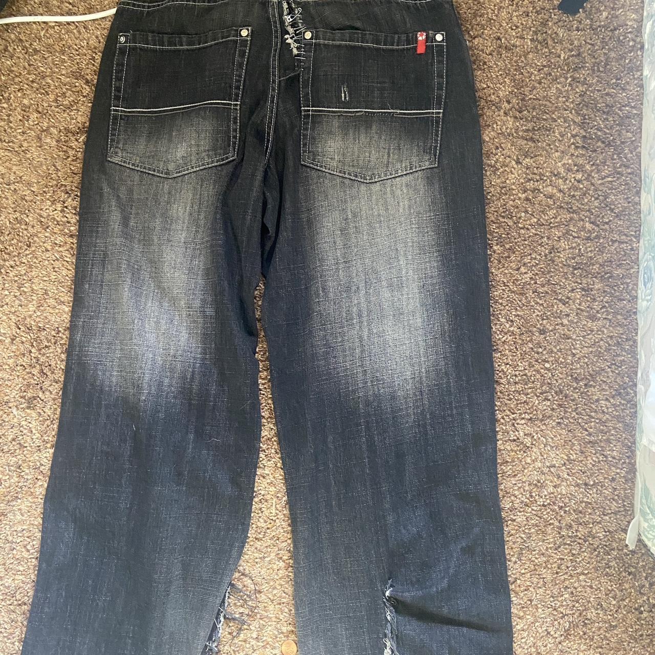 Black south pole jeans, very worn/torn and fixed... - Depop