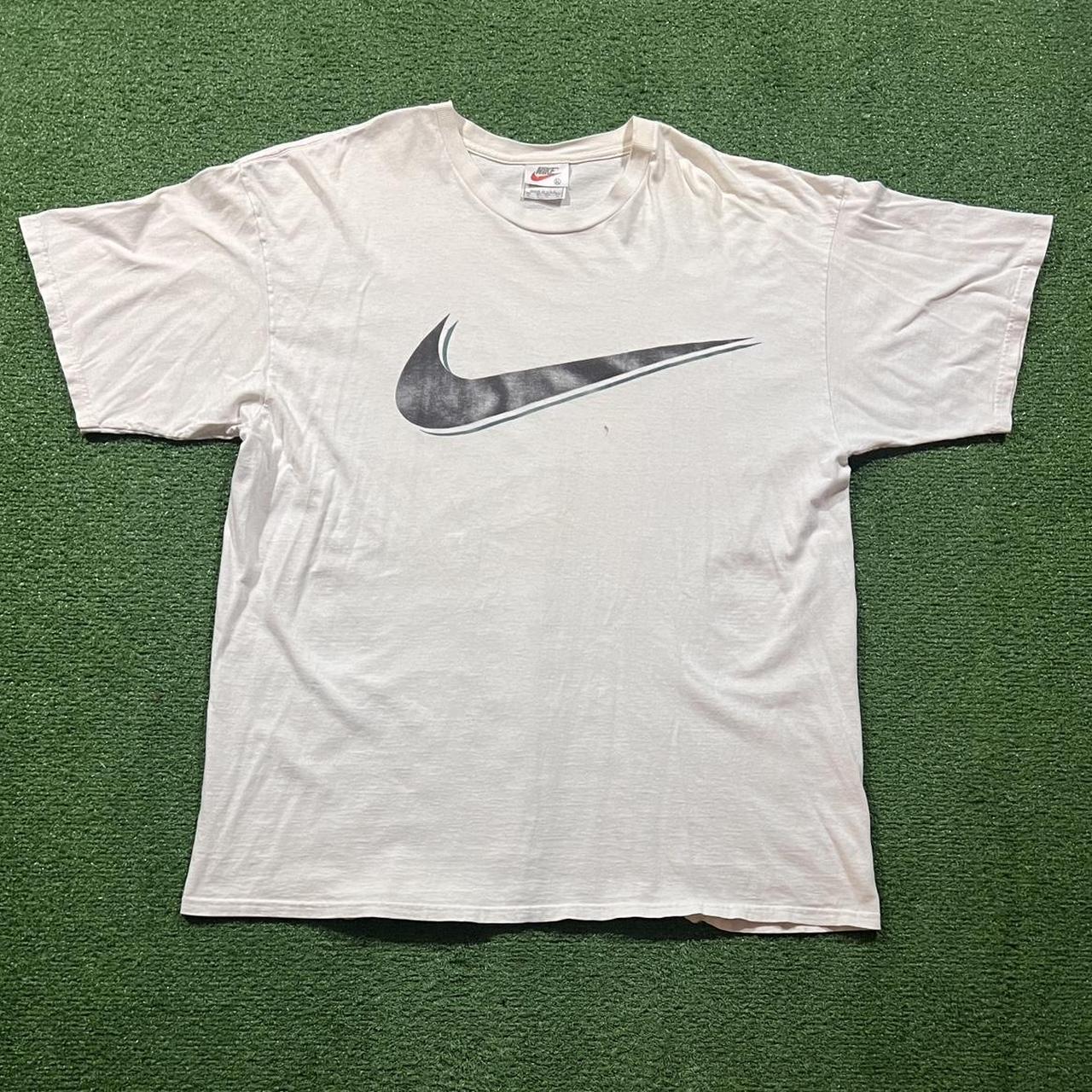 Vintage 90’s Heavyweight Nike White Tag Big Swoosh... - Depop