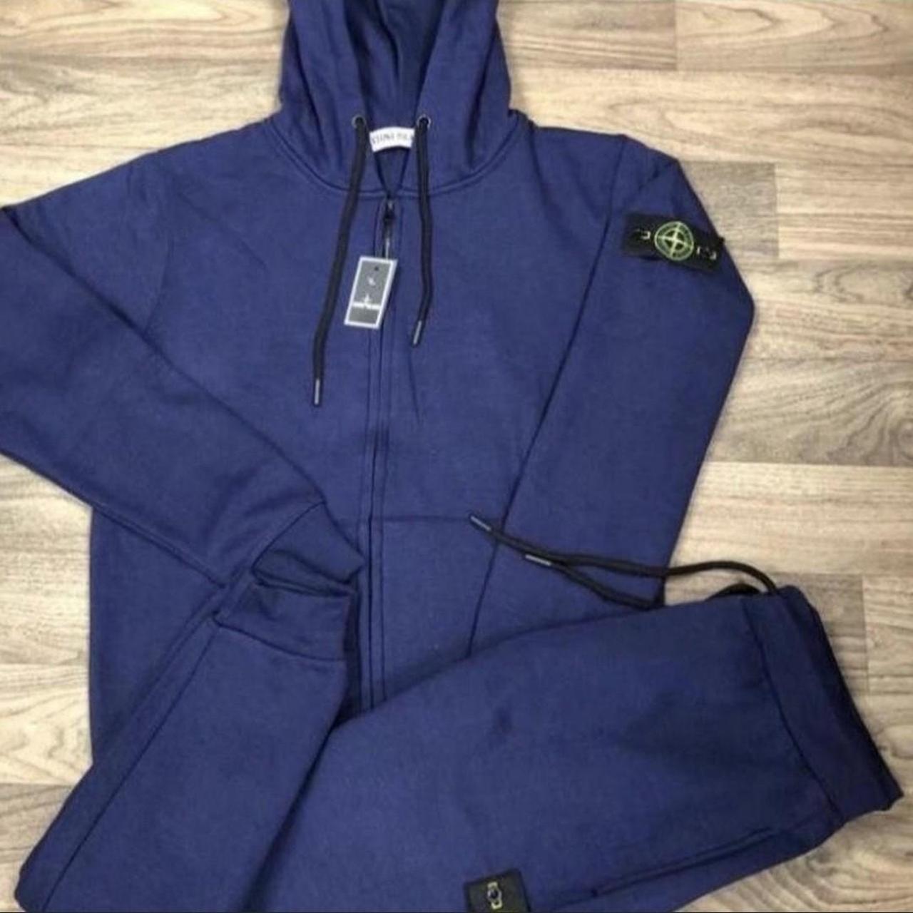 Men's new full tracksuit navy with zip hoodie Depop