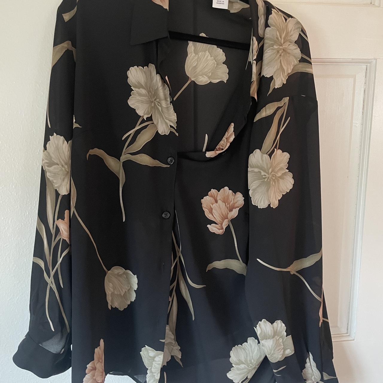 Josephine Chaus sheer black floral top Floral,... - Depop