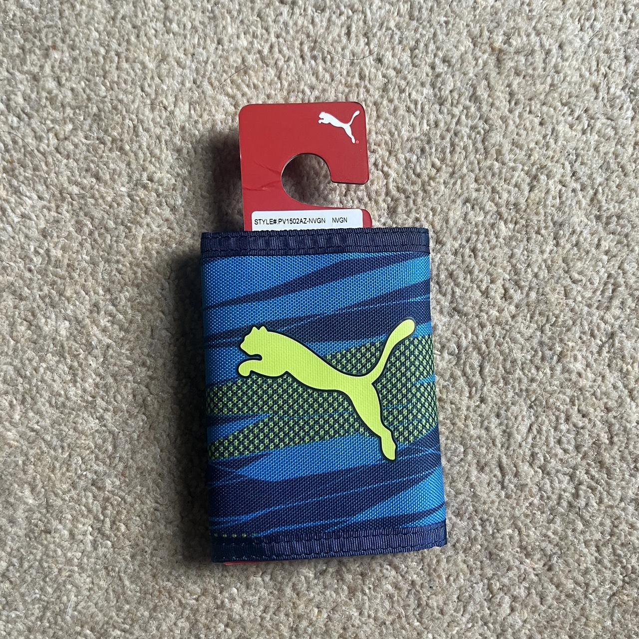 PUMA Little Kids Rise Trifold Wallet Navy Green OS Depop