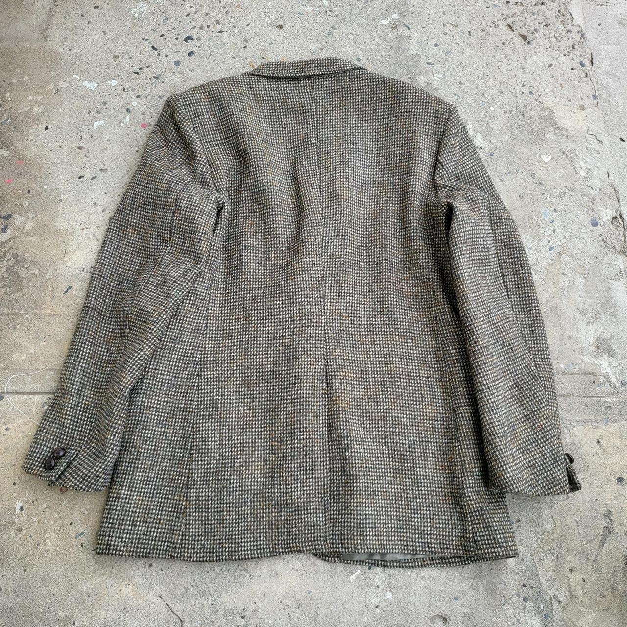 Vintage S Harris Tweed Blazer Jacket Size Green Depop