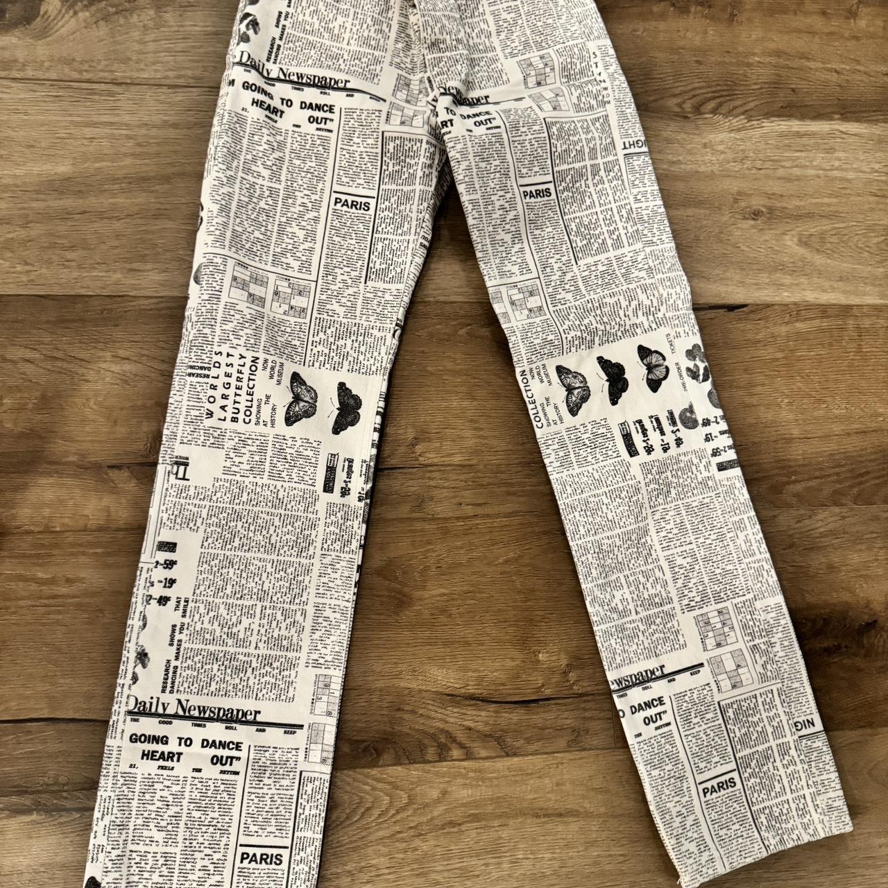  Zara Newspaper straight fit printed pants US... Depop