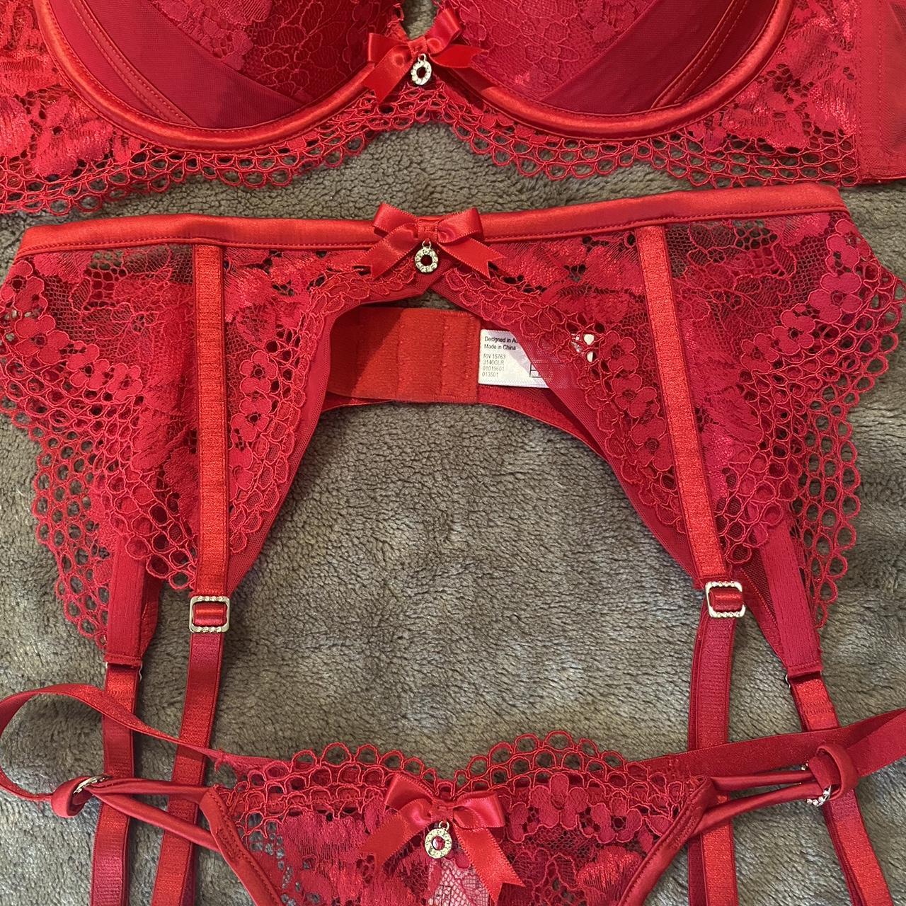 Bras N things Red lingerie set. Bra has been worn a... - Depop