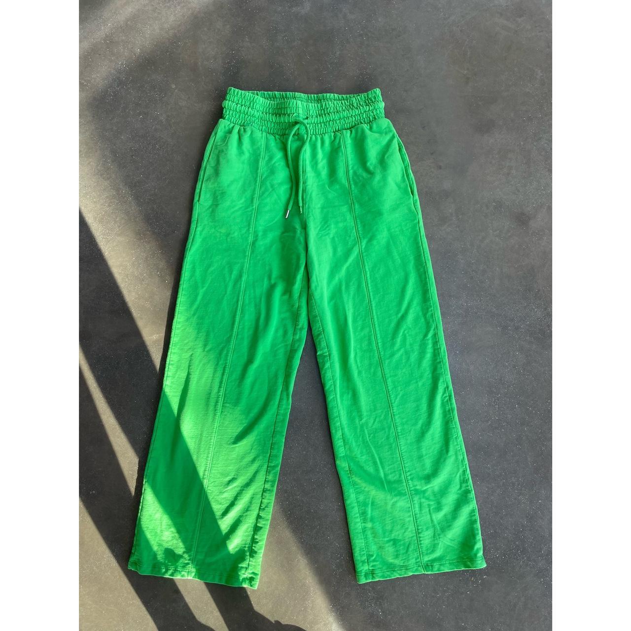 Green tracksuit bottoms. High waisted. Elasticated. Depop