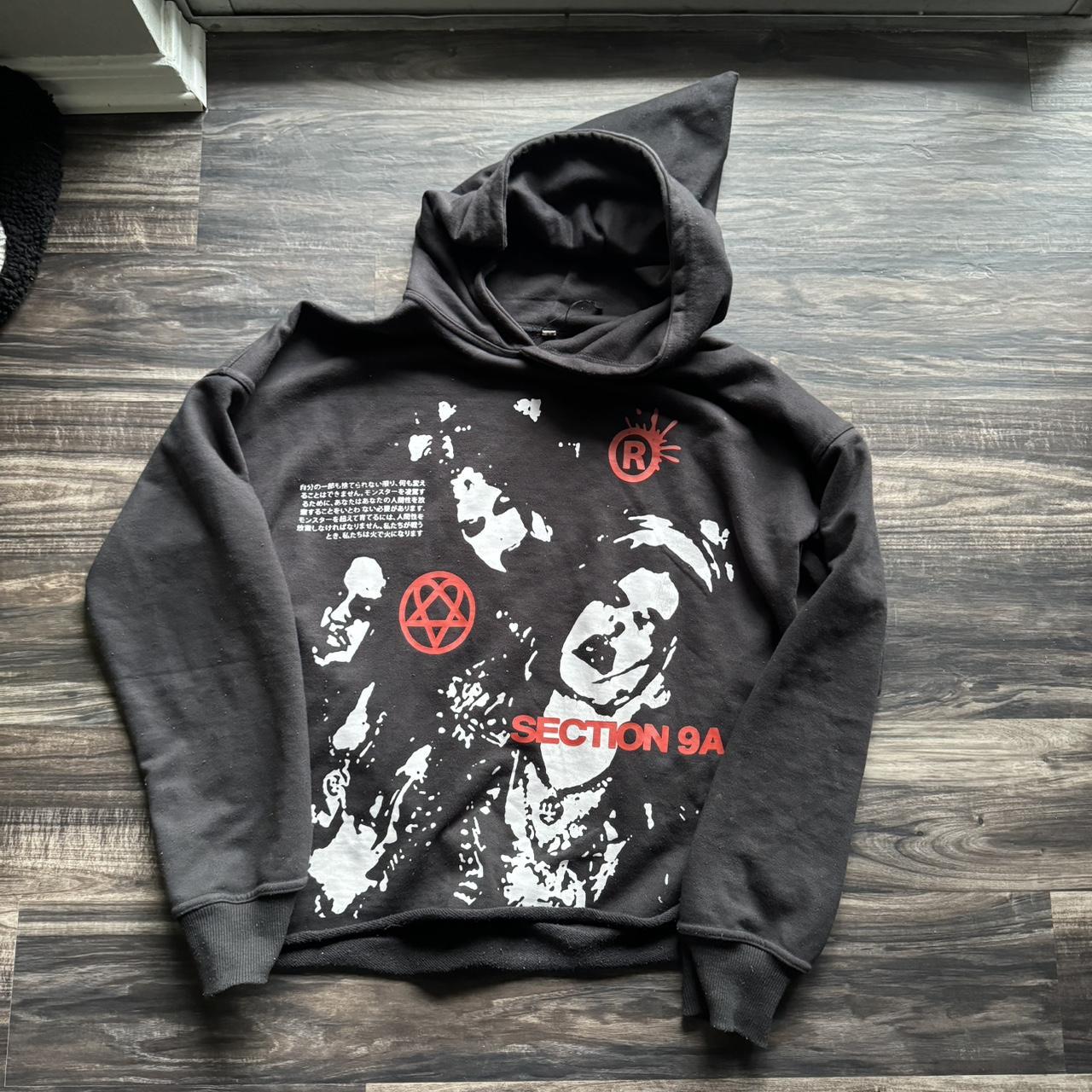 Opium type design cropped hoodie fits like a medium... - Depop