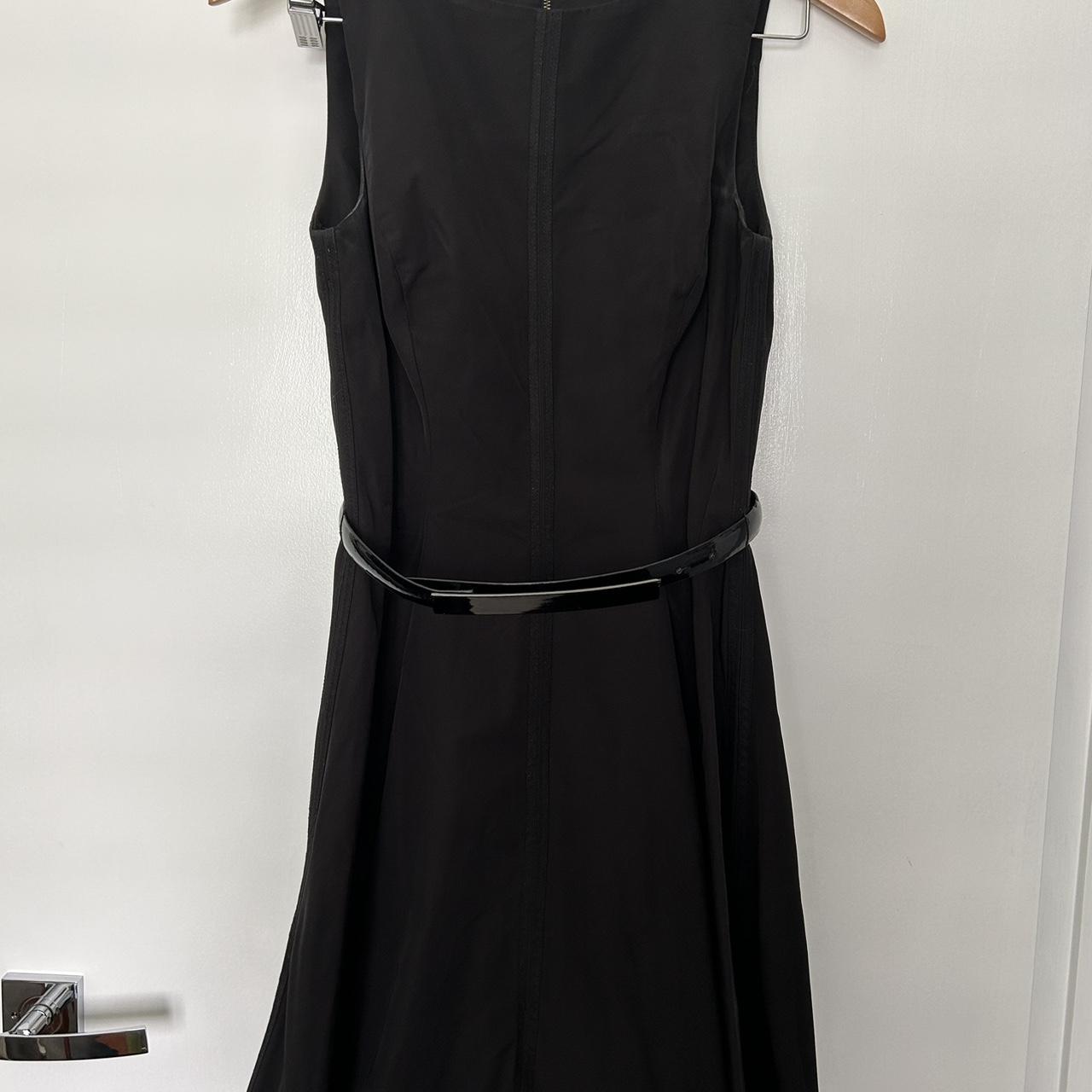 CUE CLASSIC BLACK PLEATED DRESS Size 8 with belt... Depop