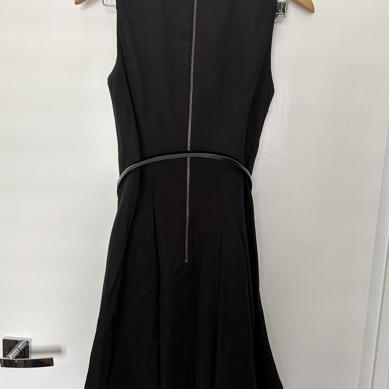 CUE CLASSIC BLACK PLEATED DRESS Size 8 with belt... Depop