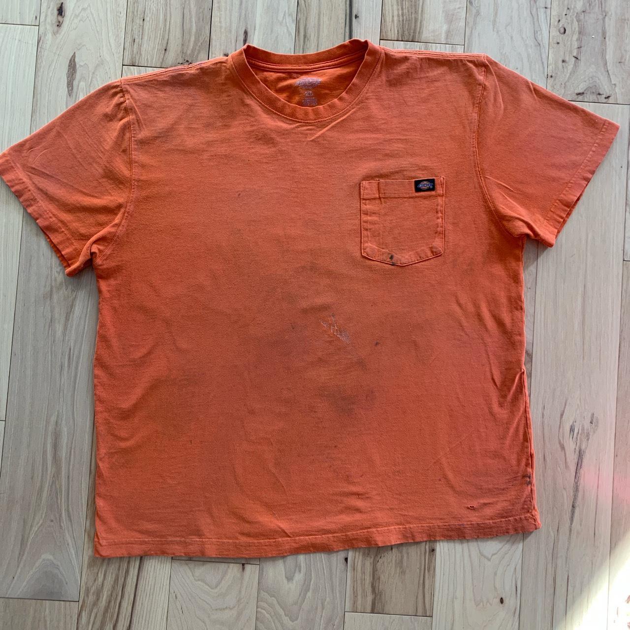 XL Vintage Dickies T-shirt Solid orange Minor rip/... - Depop