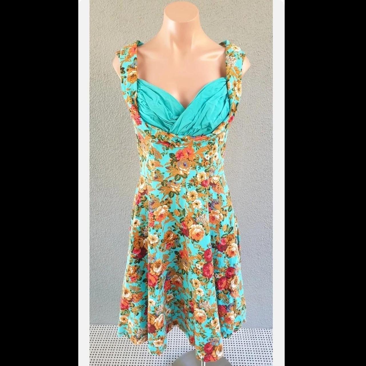 BRAND Lindy Bop Ophelia Dress - Green Floral Size... - Depop