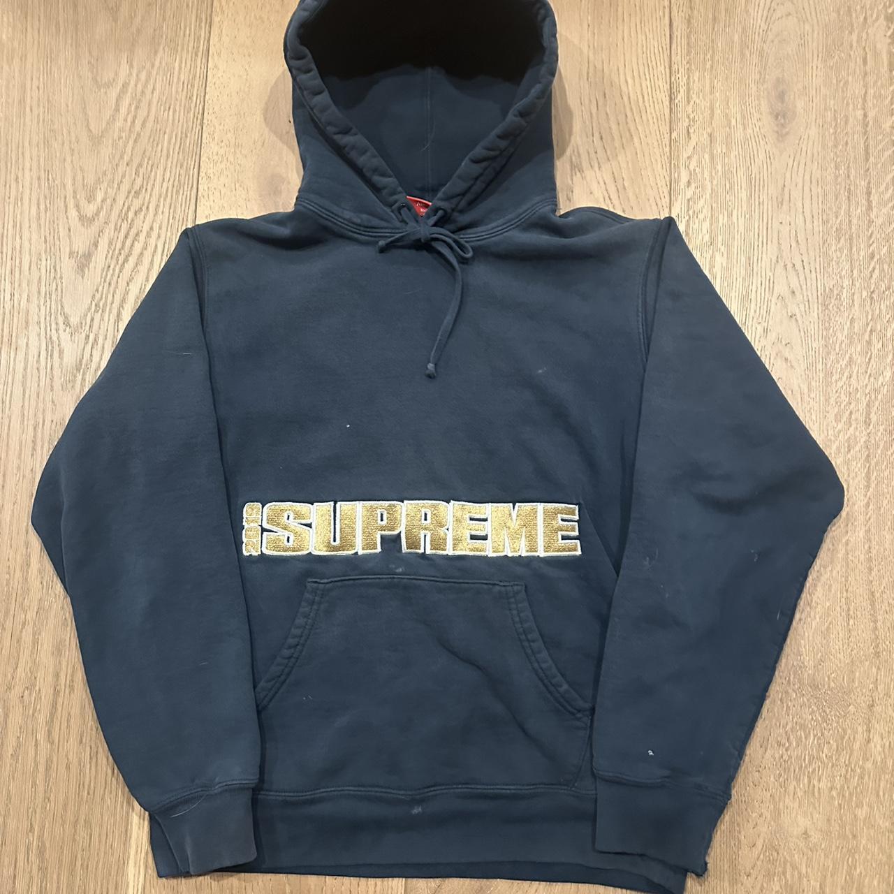 トップス supreme embroidered script hooded M Supreme Embroidered Script Hooded Sweatshirt Navy Men's - FW24 - US