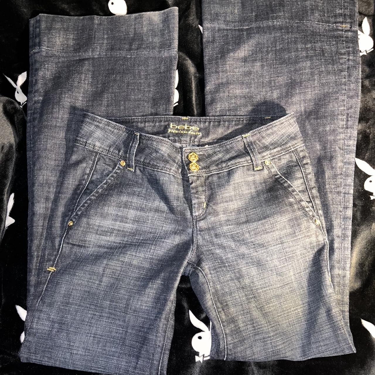 Sz 29” BEBE wide leg flare jeans. Missing back... - Depop