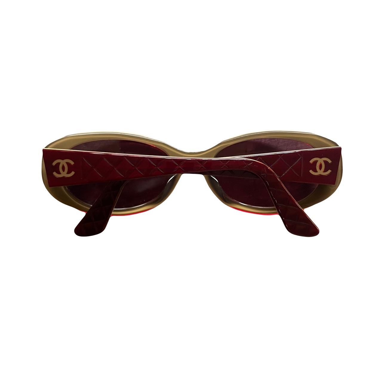 chanel red frame sunglasses