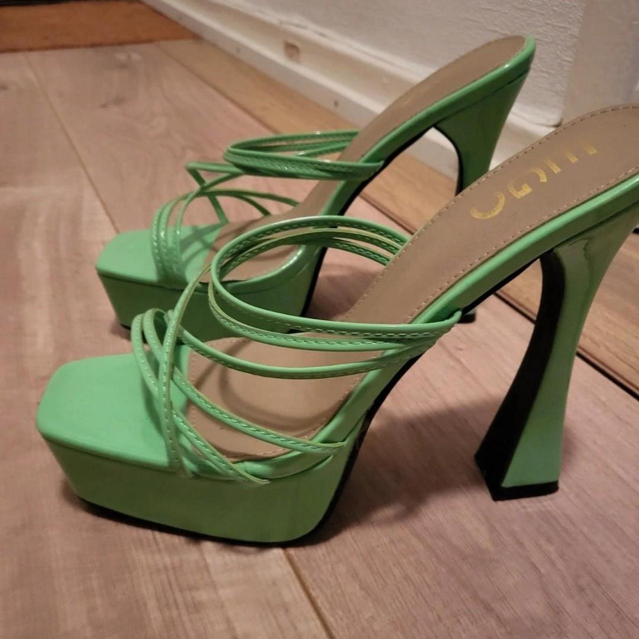 Ego Green platform heels size 7, worn one and in... - Depop