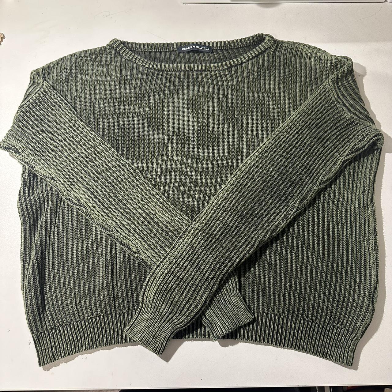 Forest green Brandy Melville cable knit sweater... - Depop
