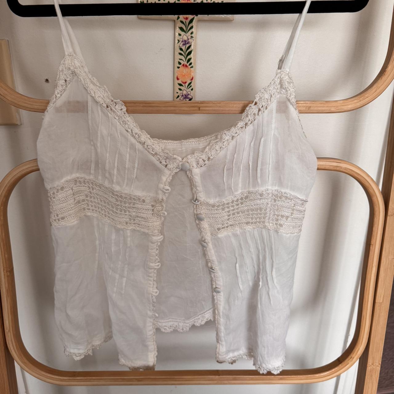 Vintage 90s lace lingerie cami Chic ivory/cream - Depop