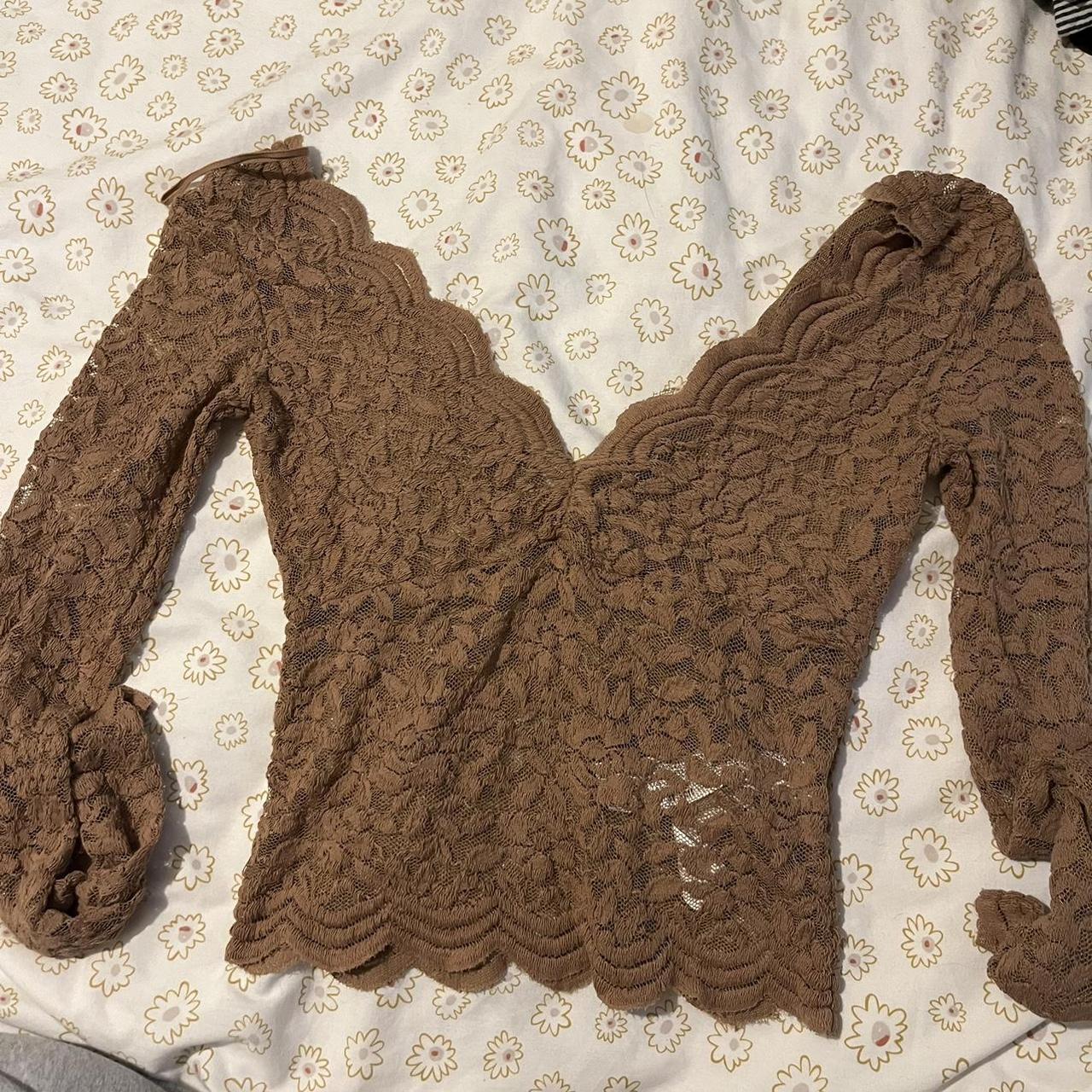 Zara light brown blouse Size small Tight fitting... - Depop