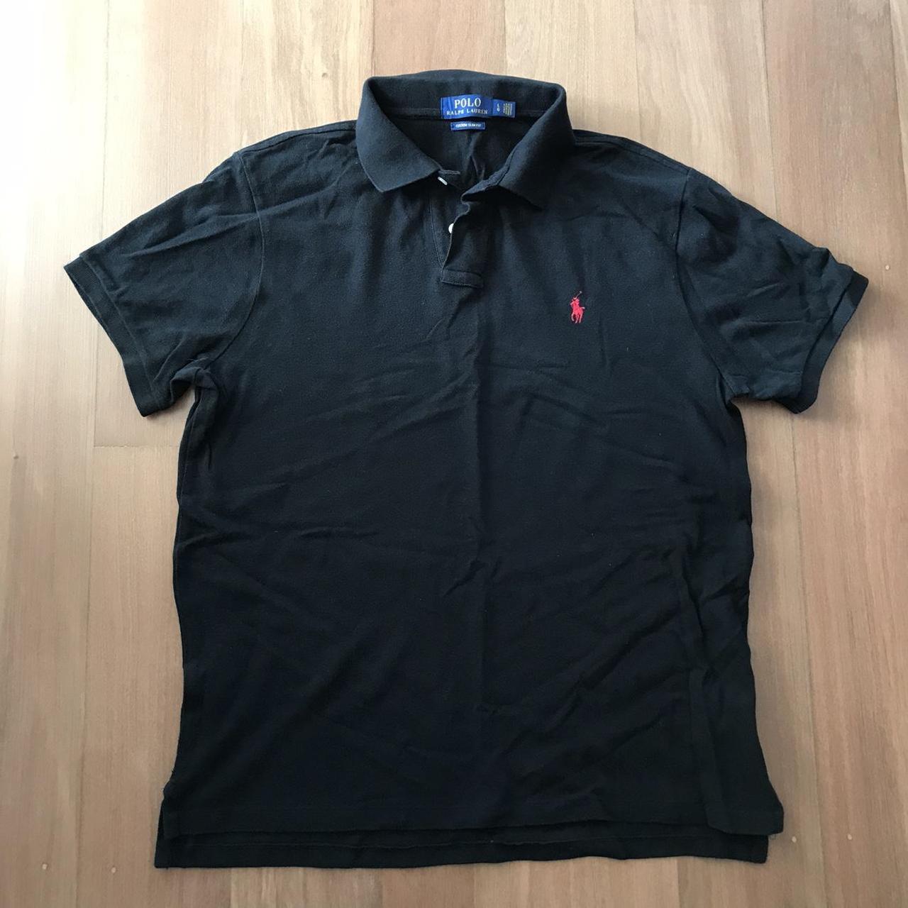 Polo Ralph Lauren mens black polo top slim fit size L - Depop