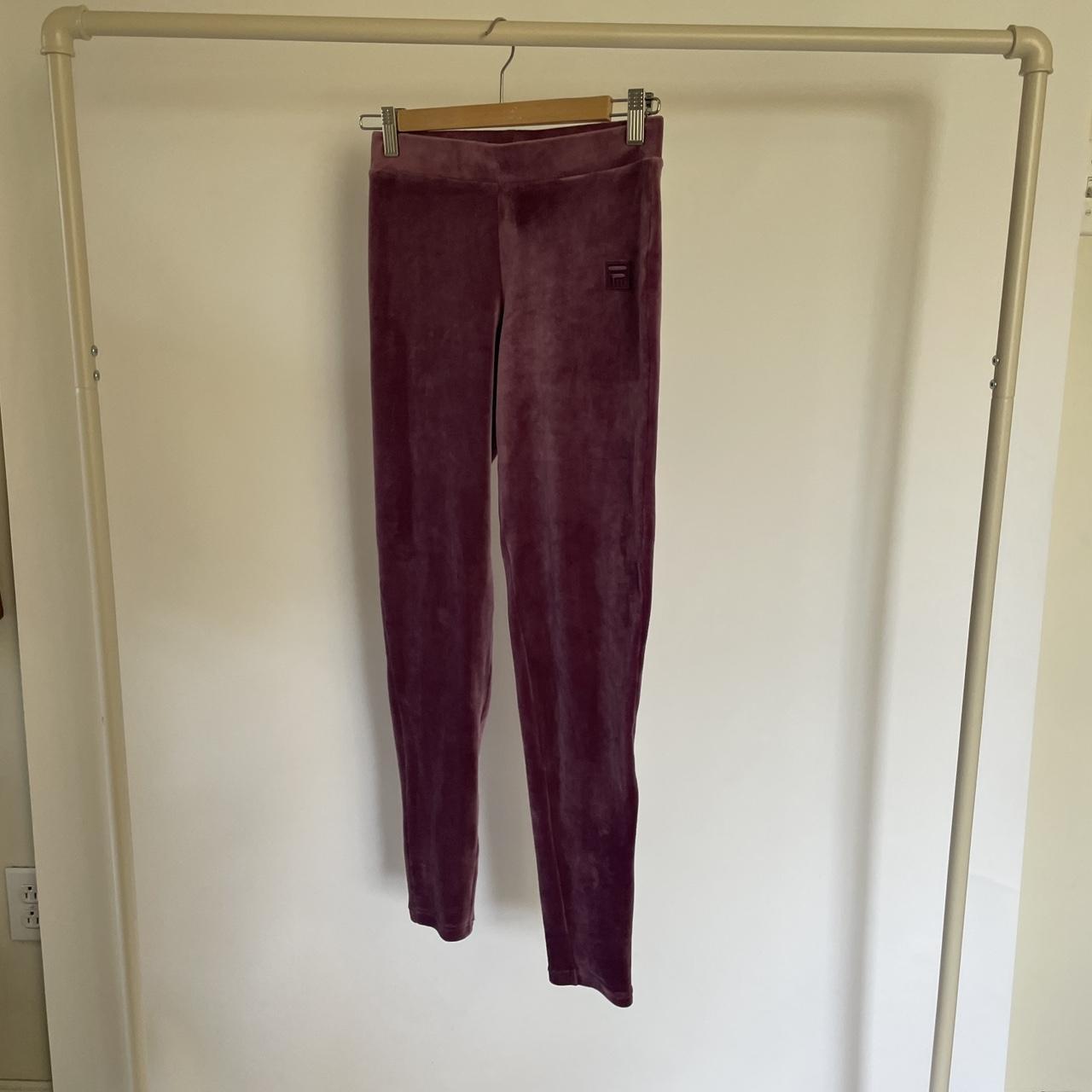 Purple velour fila leggings. Size small - Depop