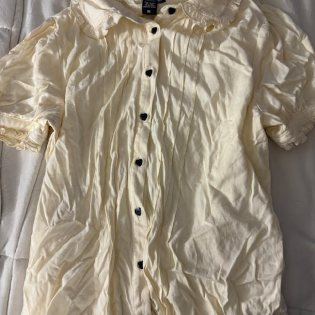 Cream button up shirt size medium - Depop