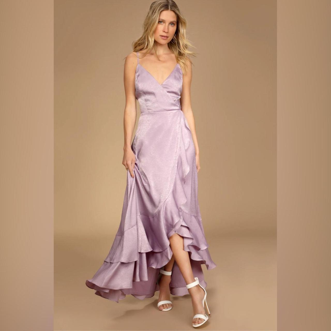 Lulu s In Love Forever dress in Lavender Satin dress Depop