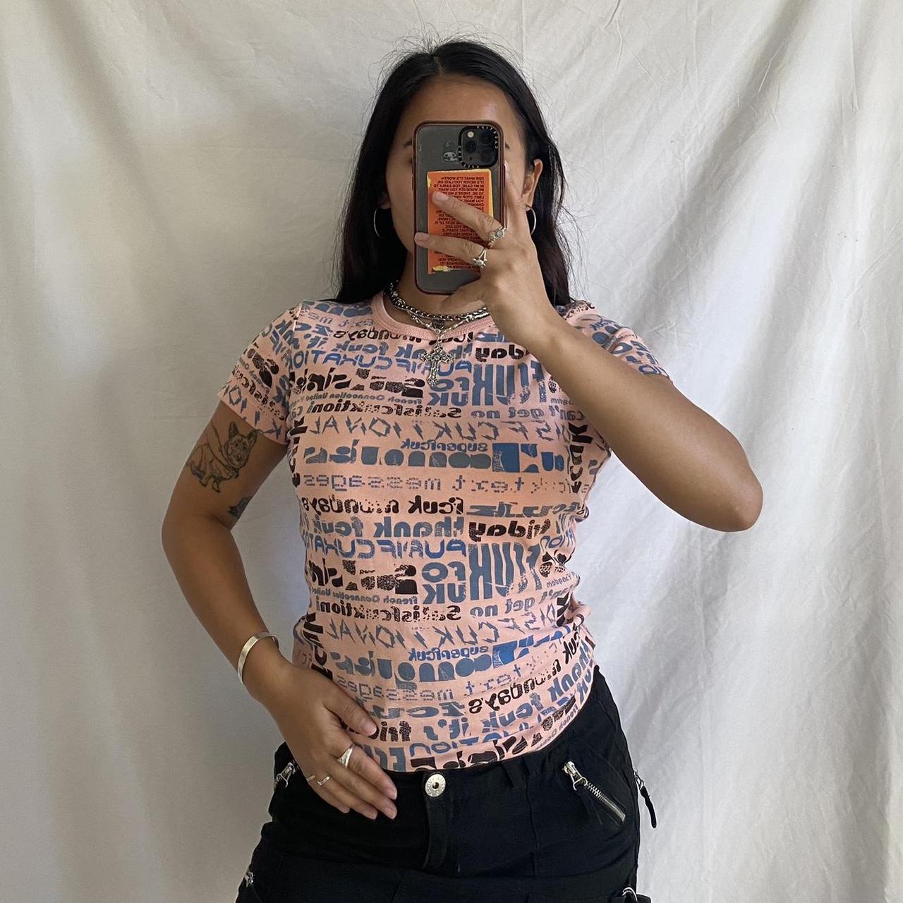French Connection Women's Pink Tshirt Depop