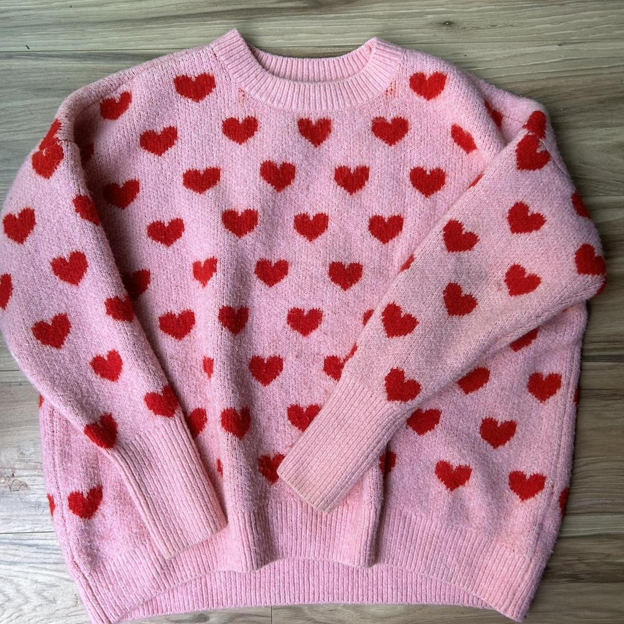 Cece pink and red heart sweater - Depop