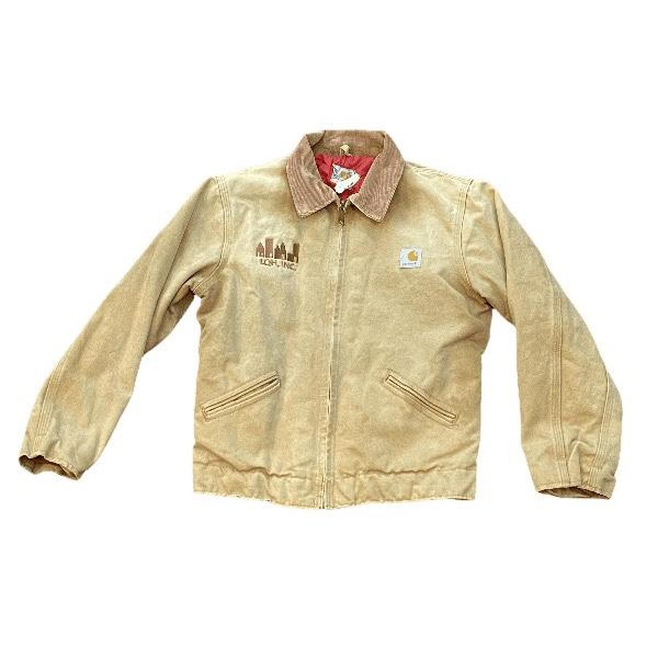 Child’s Carharrt Detroit beige work jacket. Zip pull...