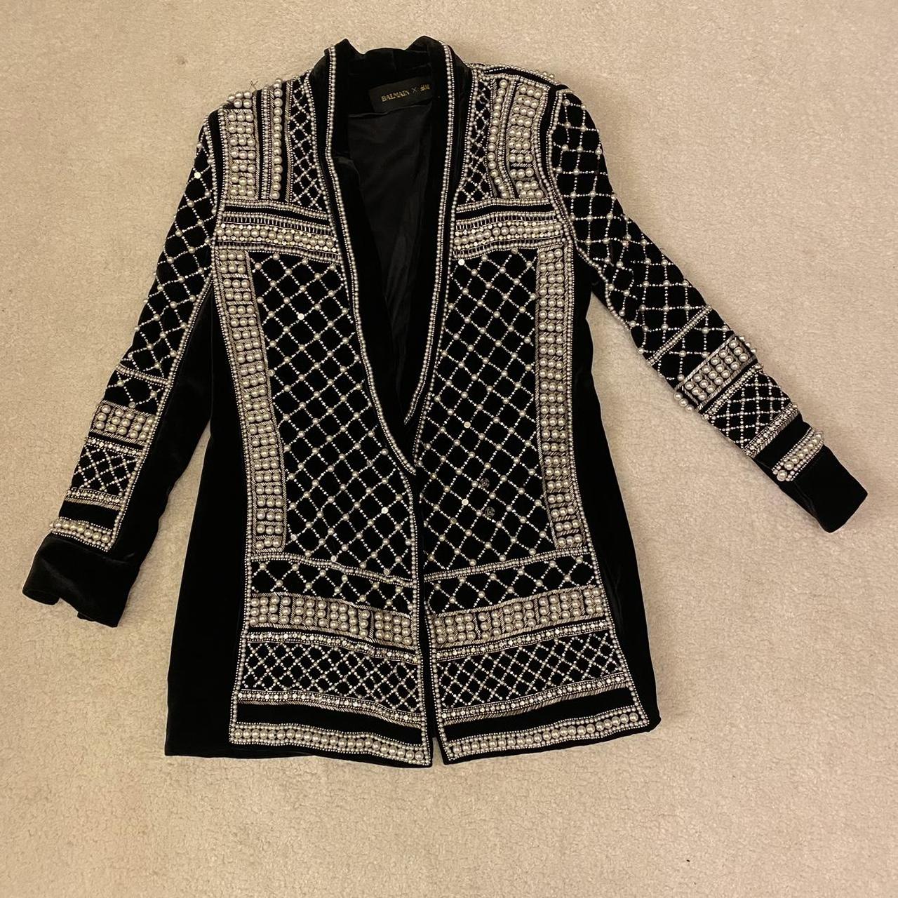 Balmain Jacket With Pearls Balmain For H&M Pearl And Suede Dress