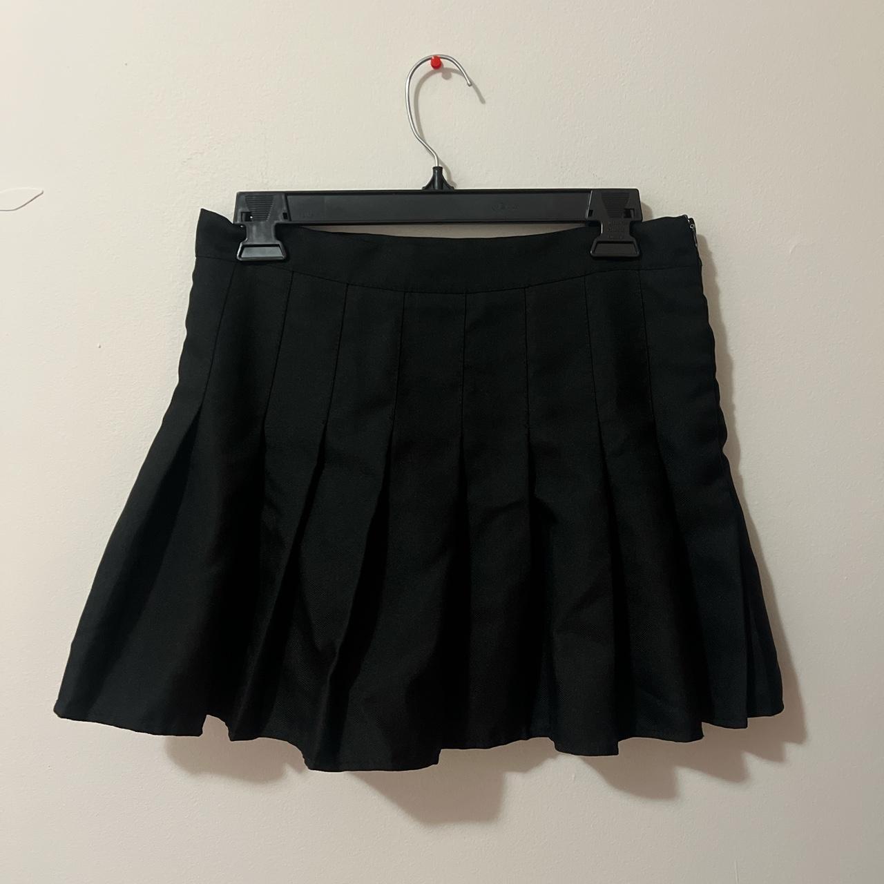 XL black pleated skirt from yesstyle, worn around 5... - Depop