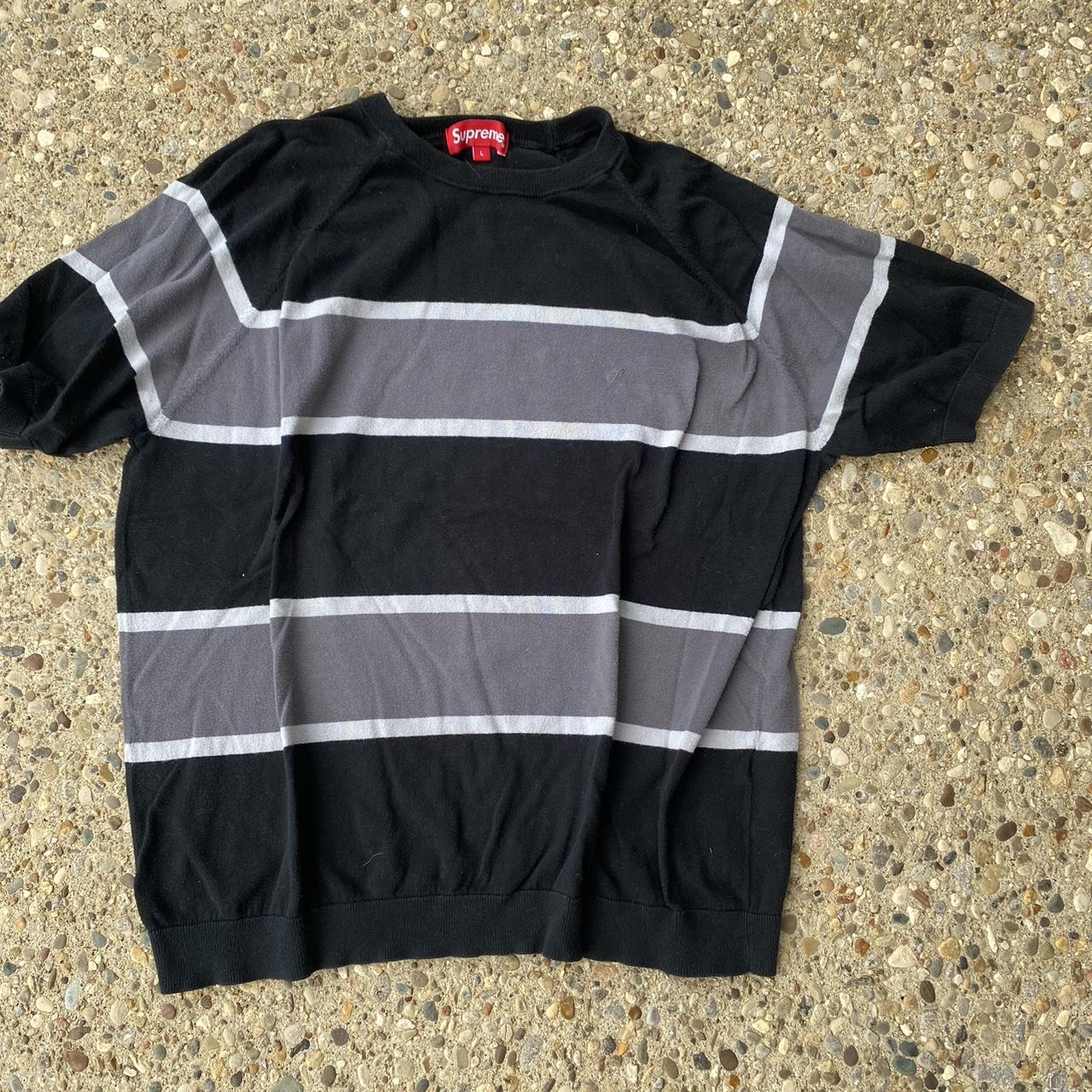 Supreme black and grey knit raglan type shirt size L - Depop