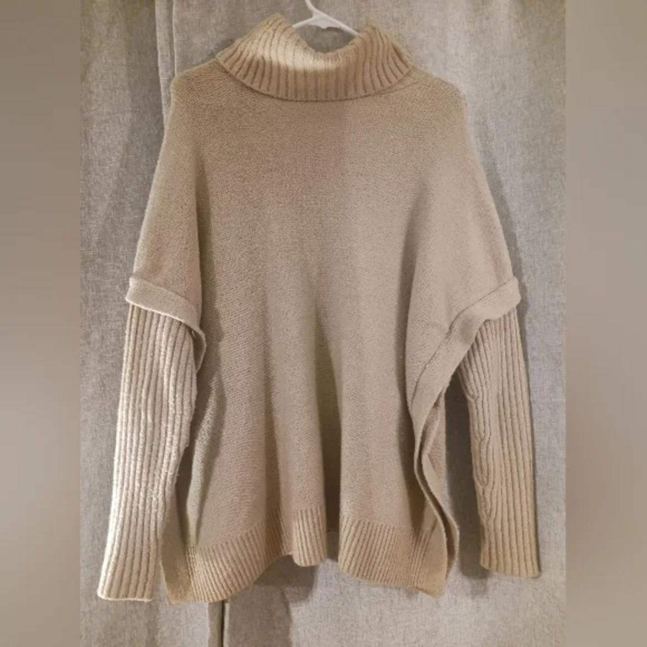 VERAWANG WOMENS MEDIUM/LARGE TAN LONG SLEEVE TURTLE... - Depop