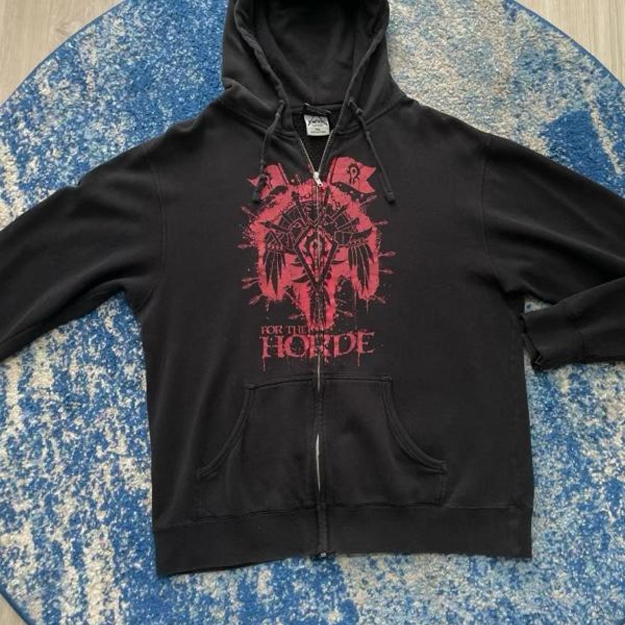 Jinx For the Horde Black Zip up. Retro worn out. Depop