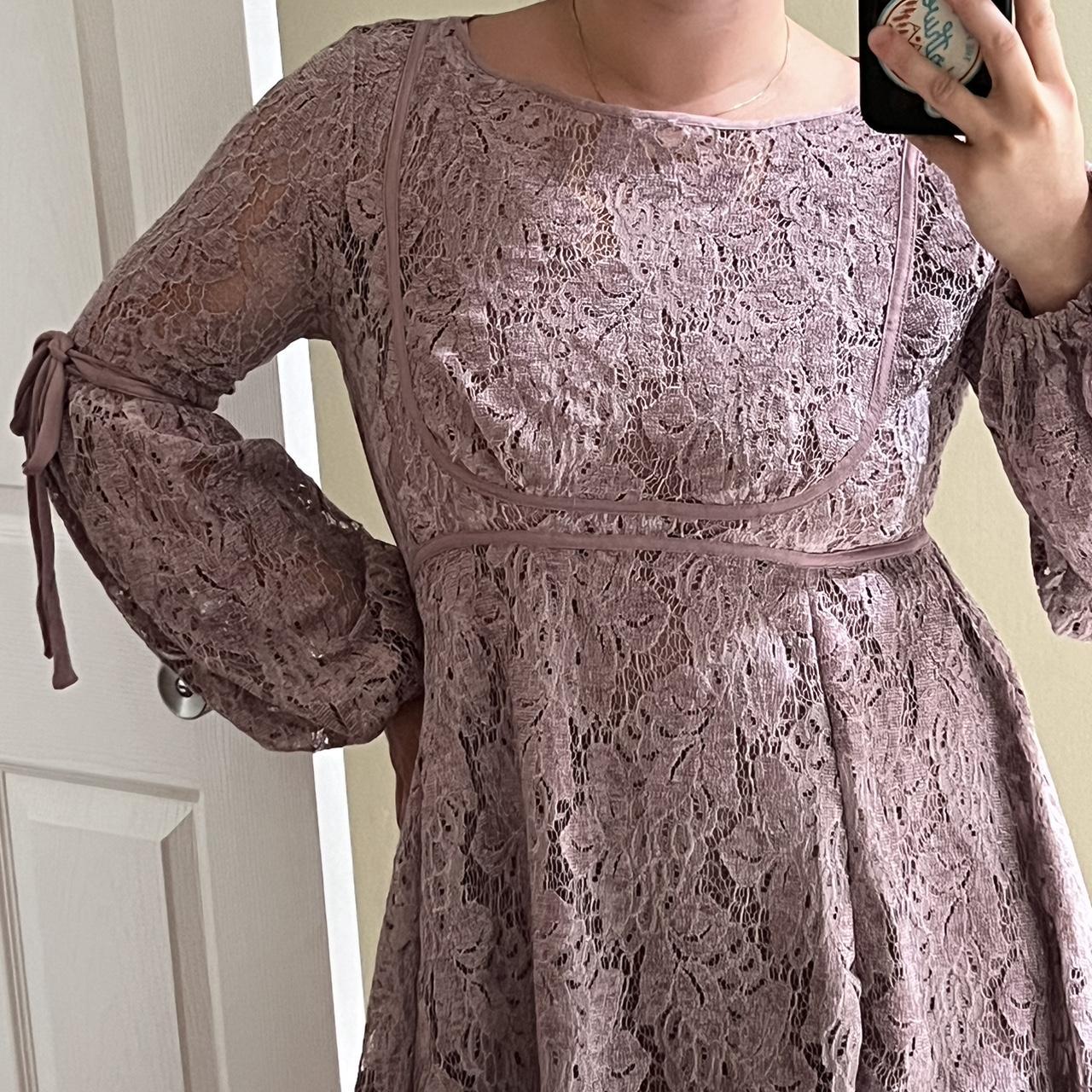 Purple lace dress with a flattering fit lace dress. Depop