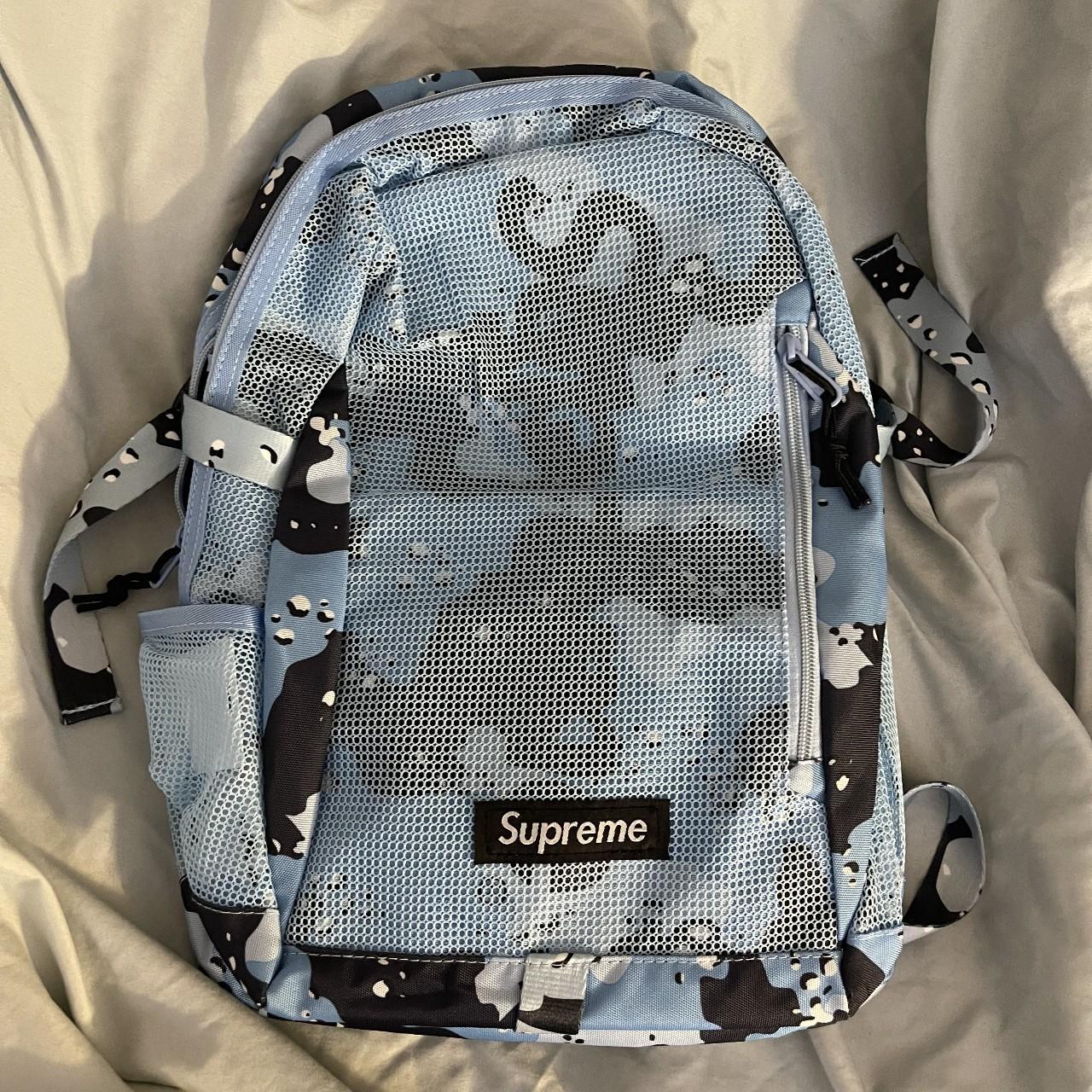 Blue chip camo Supreme bookbag backpack new with tags Depop