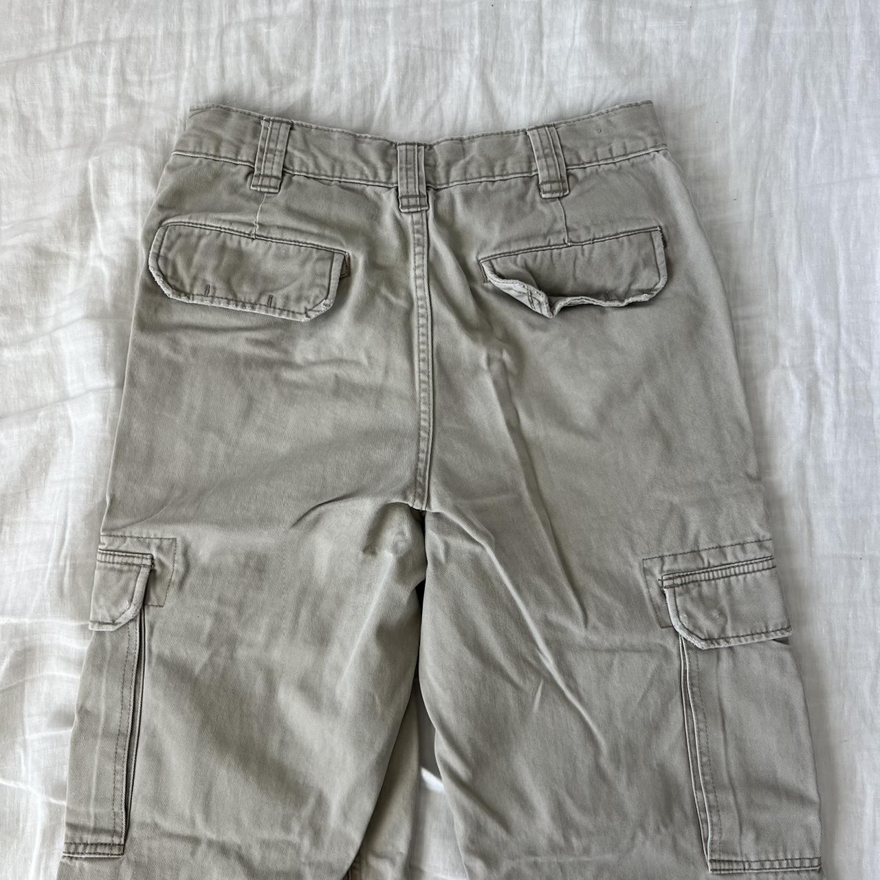 khaki gray cargo pants inseam: 29.5” waist:... - Depop