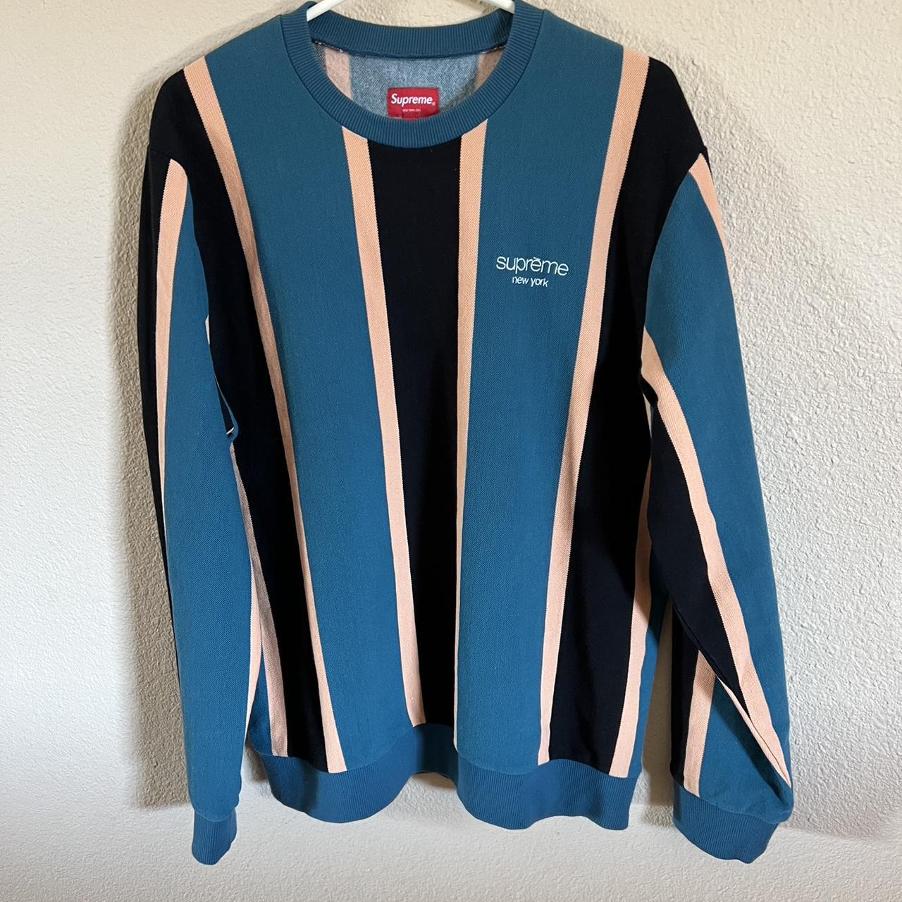 Supreme striped pique sweater size Large Excellent... - Depop