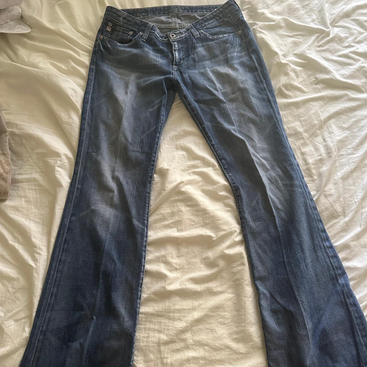 Ultra low - rise, bootcut, denim jeans, medium wash... - Depop