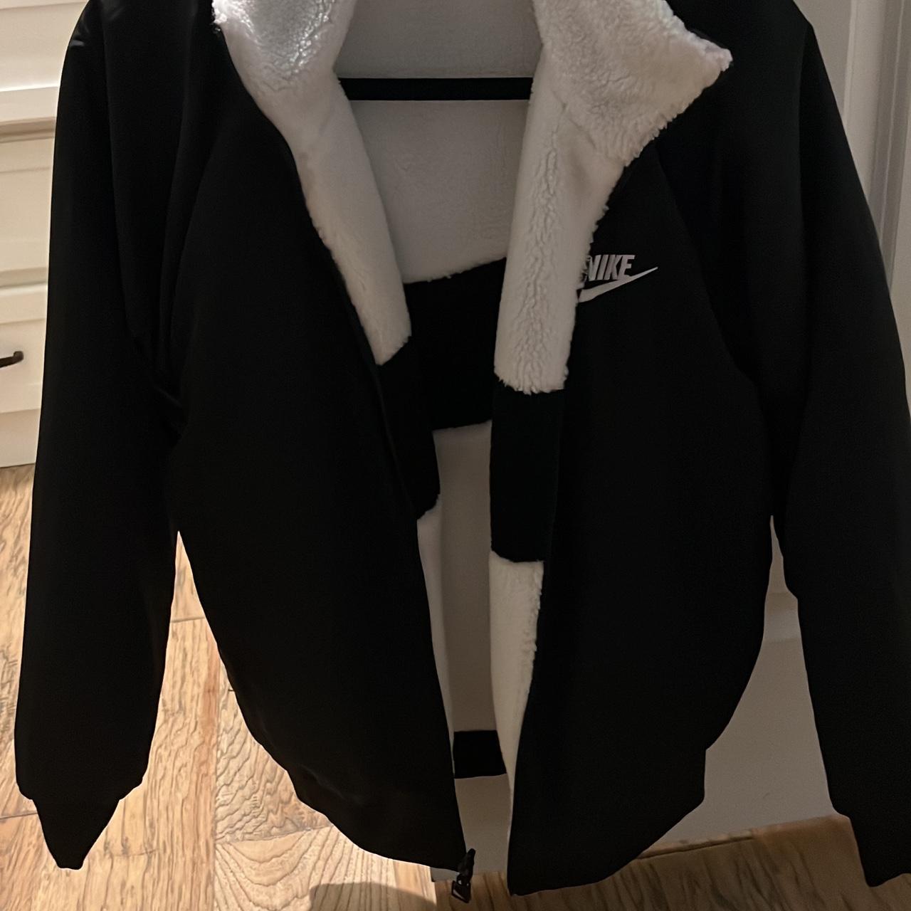 Nike big swoosh reversible boa jacket Depop