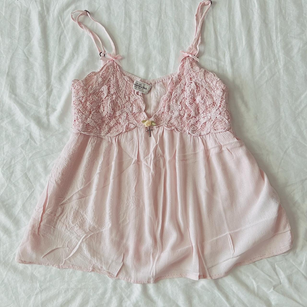 Rare reworked y2k pink Abercrombie babydoll lace... - Depop