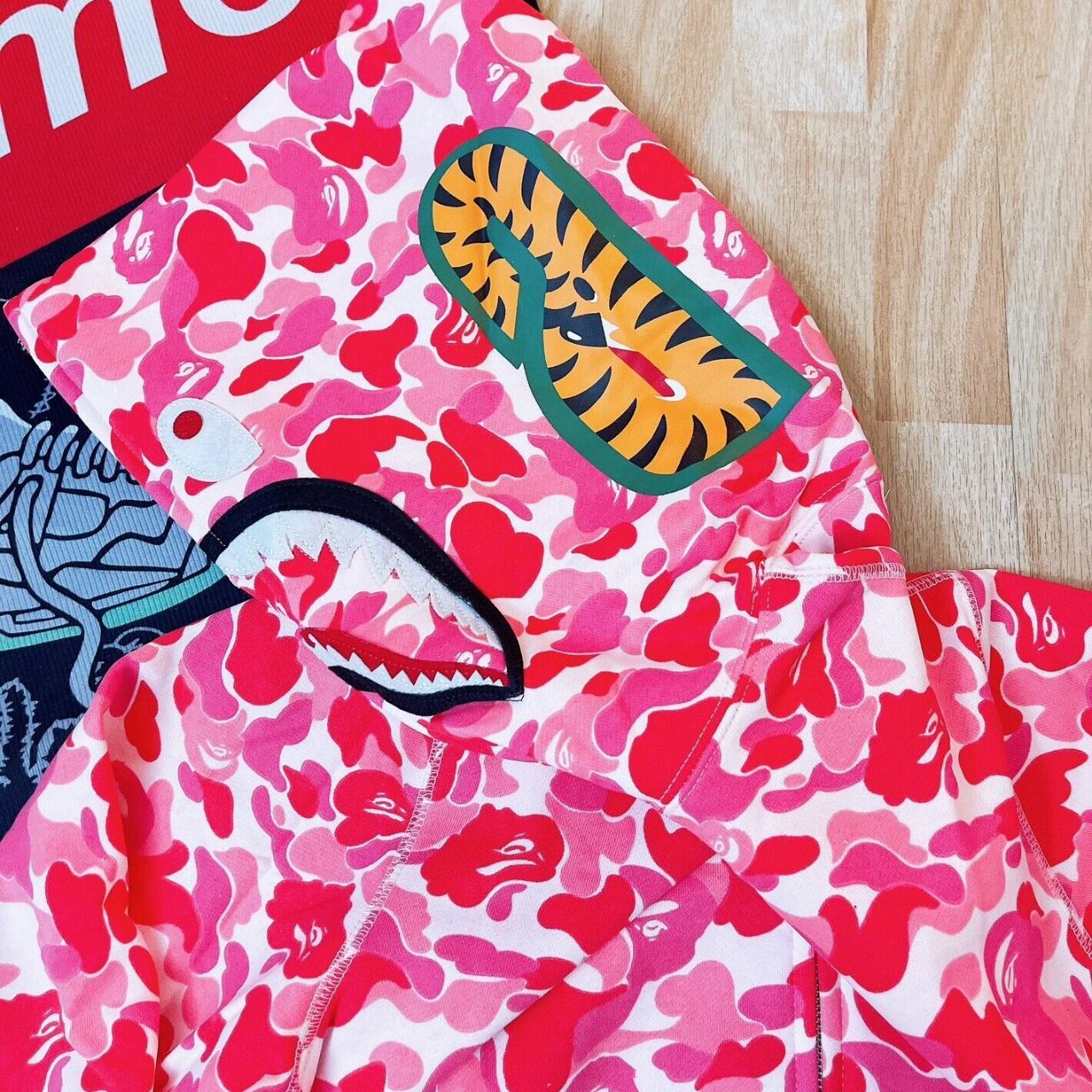 A BATHING APE - 超合金 BE@RBRICK BAPE® ABC CAMO SHARK PINK A Bathing Ape BAPE Pink Camo Shark Full Zip Hoodie | Depop
