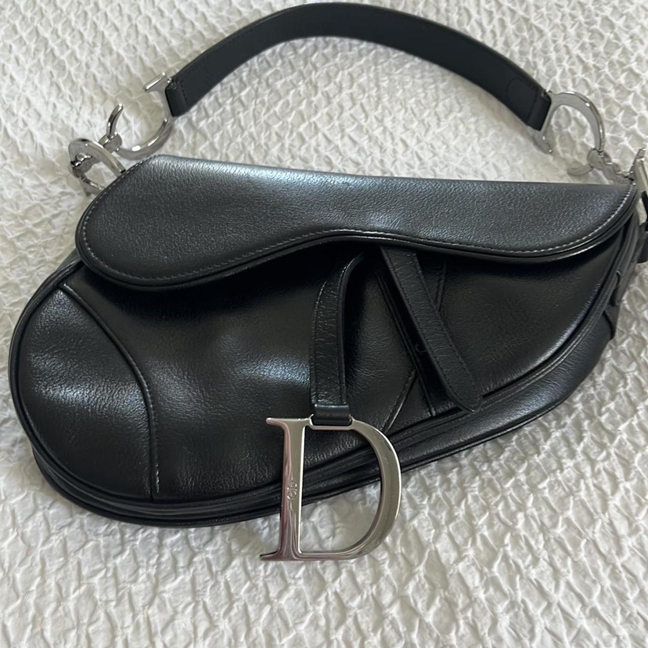 Black Dior Saddle Bag with Blackened silver... Depop