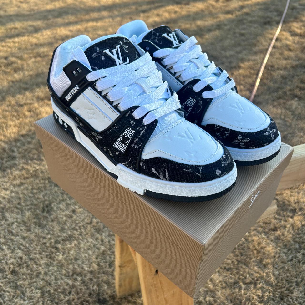 Louis Vuitton LV Black Trainer Sneakers Size US... - Depop