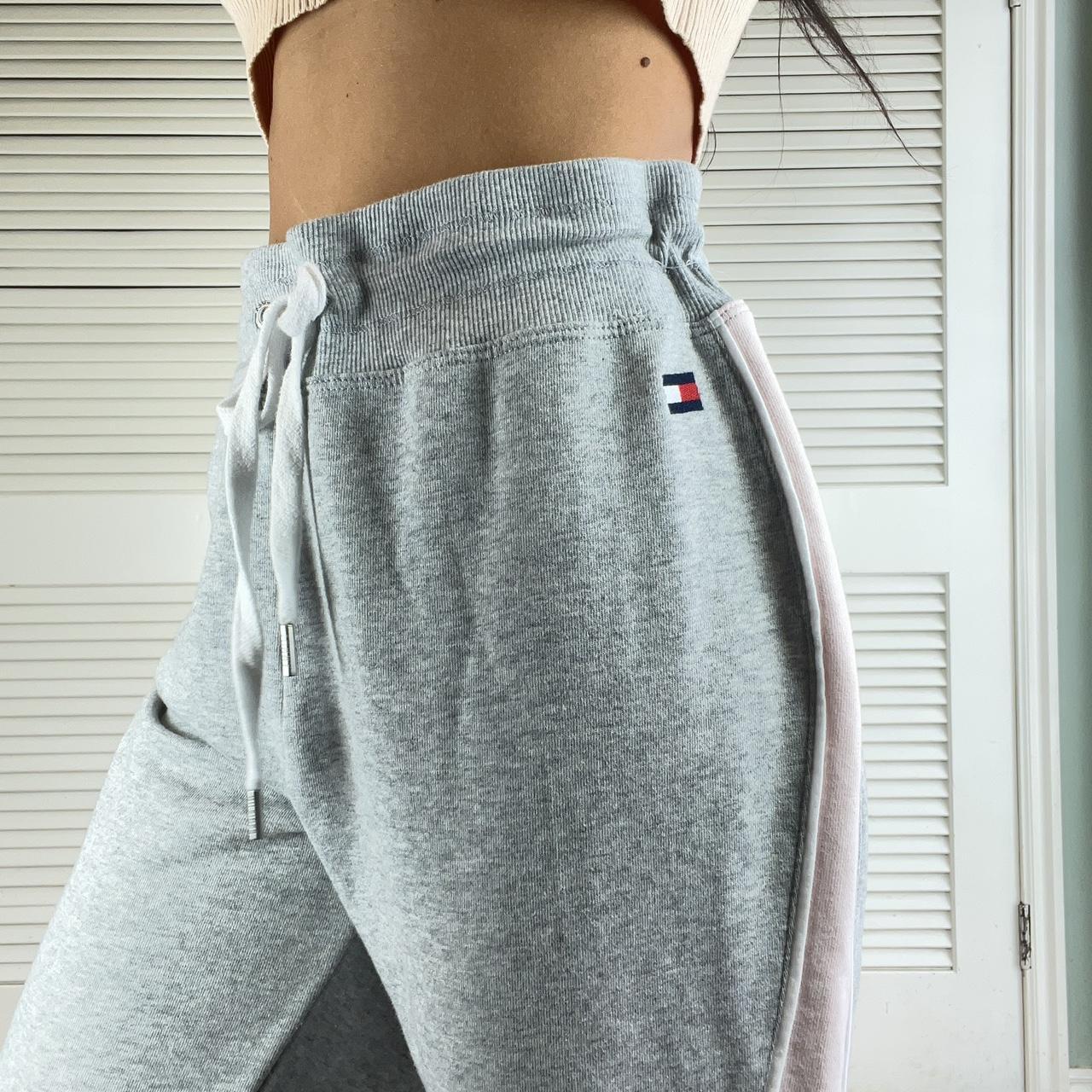 Tommy Hilfiger Women's Grey and Pink Joggerstracksuits Depop