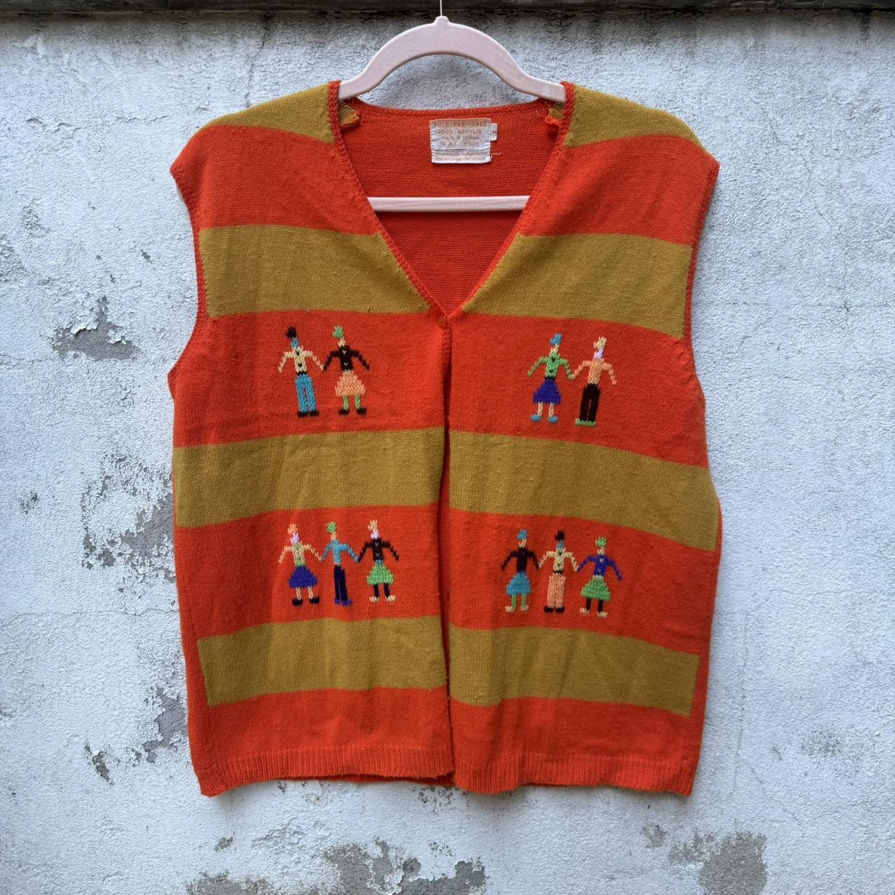 Vintage Women's Tank top - Orange/Multi - L – 60s… - image 1