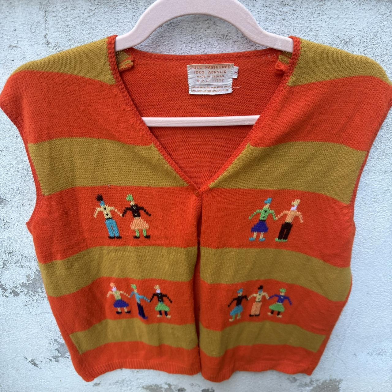 Vintage Women's Tank top - Orange/Multi - L – 60s… - image 4