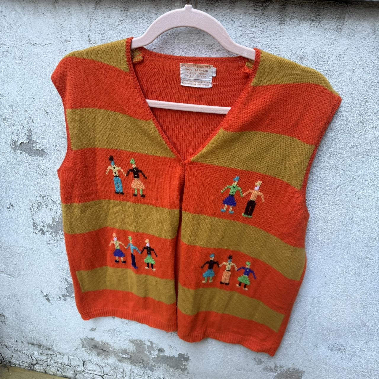 Vintage Women's Tank top - Orange/Multi - L – 60s… - image 8