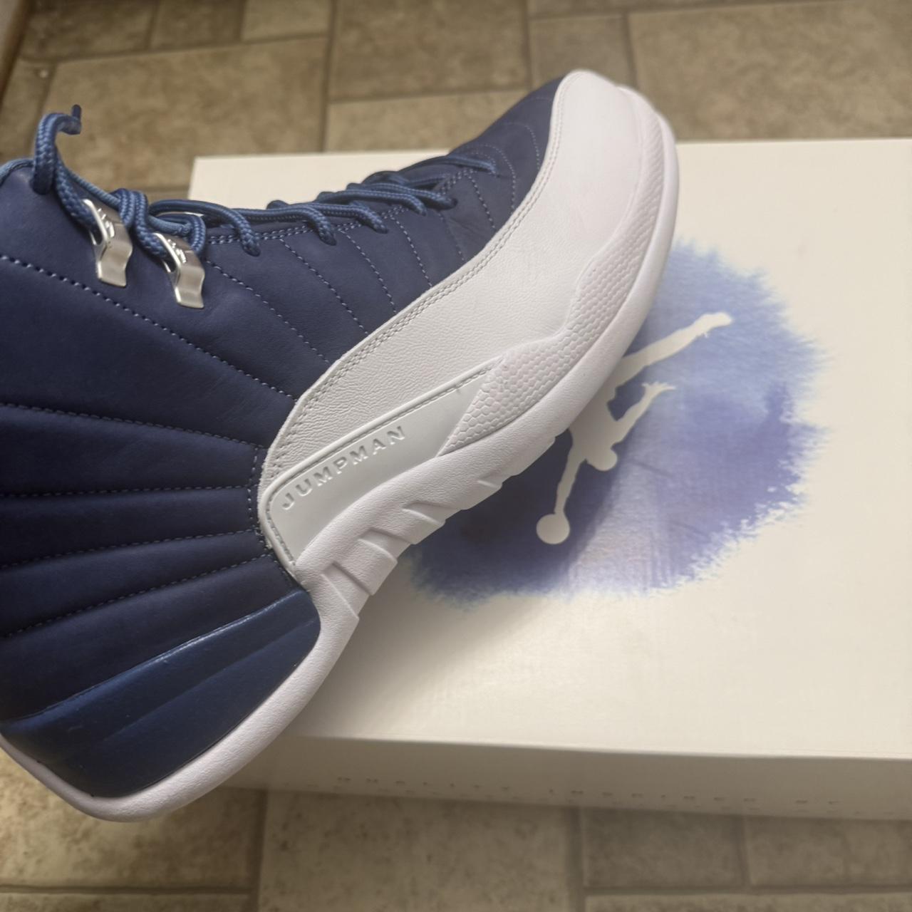 Navy blue and white 12s best sale