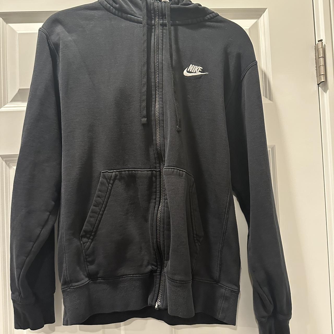 Black Nike zip up hoodie Small - Depop