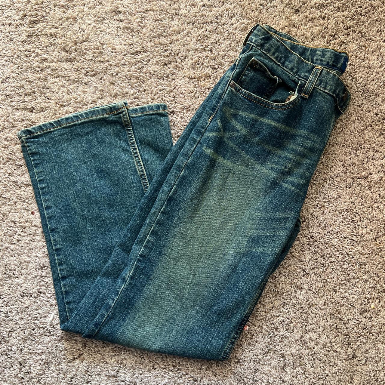 vintage arizona green wash baggy jeans 28”30 low rise. - Depop